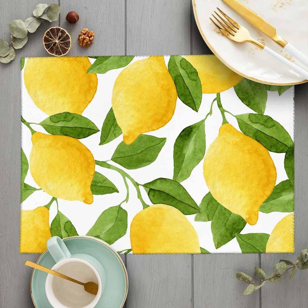 Beabes Tapete de secado de platos de pintura de limón, tapete de secado amarillo para encimera de cocina, 18 x 24 pulgadas, tapete plegable de