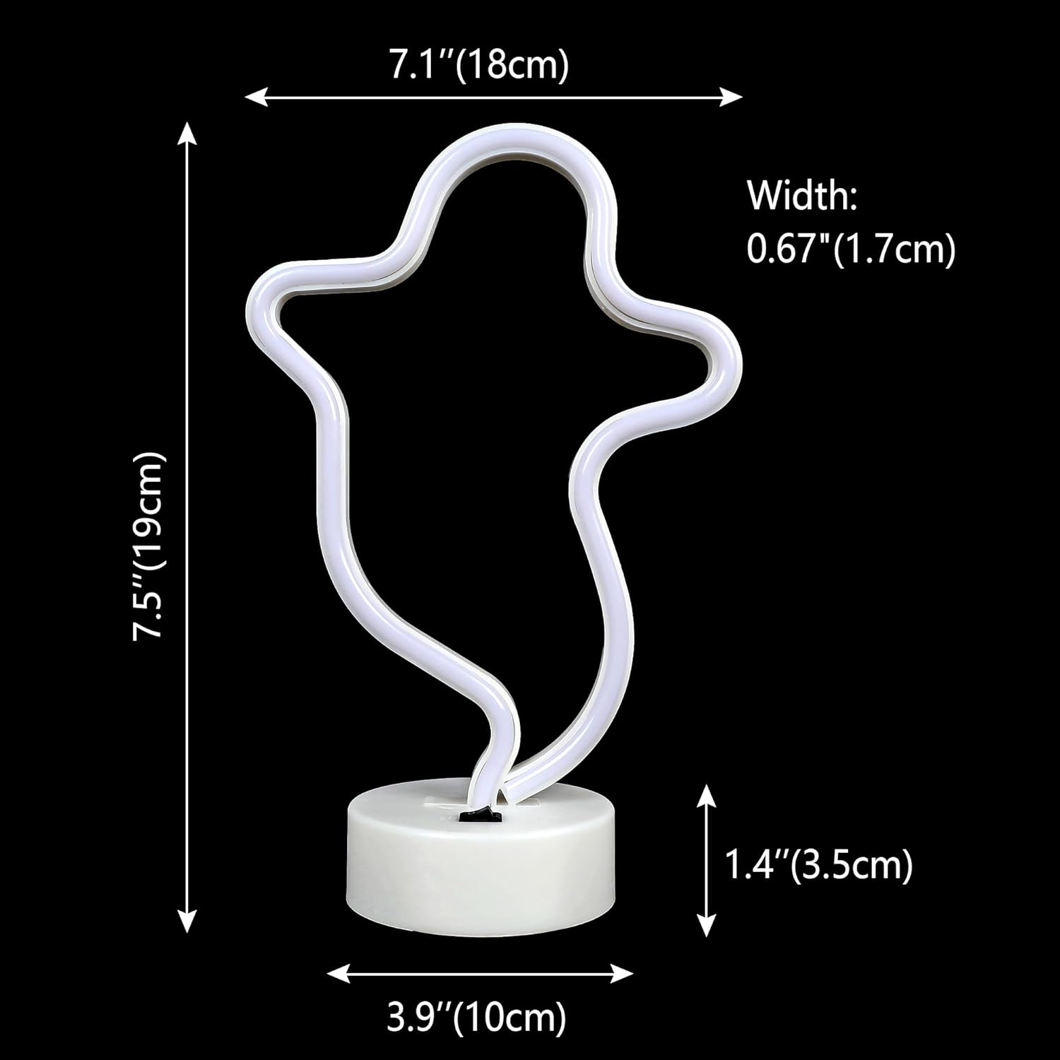 Luz de neón fantasma, luz de neón con pilas USB o 3 AA, decoración de mesa de luces LED, decoración de pared para dormitorio de niñas, regalo de