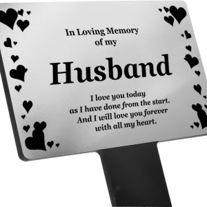 Husband Memorial Remembrance – Estaca para placa conmemorativa, diseño de corazones, oroplatacobre, impermeable, para exteriores, marcador de tumba, Husband Memorial Remembrance – Estaca para placa conmemorativa, diseño de corazones, oroplatacobre, impermeable, para exteriores, marcador de tumba,