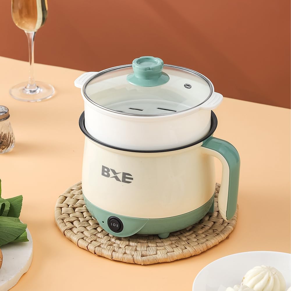 BXE Olla eléctrica eléctrica 6 en 1, cocina portátil multifuncional de viaje, apagado automático, calefacción rápida, compacta y portátil, olla de