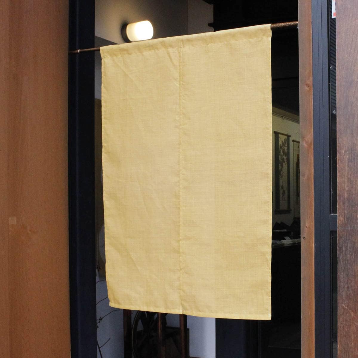 Cortina japonesa (noren), color liso, cáñamo, tejido Wafu, 33 x 47.2 pulgadas de alto, fabricada en Japón (maestrada)