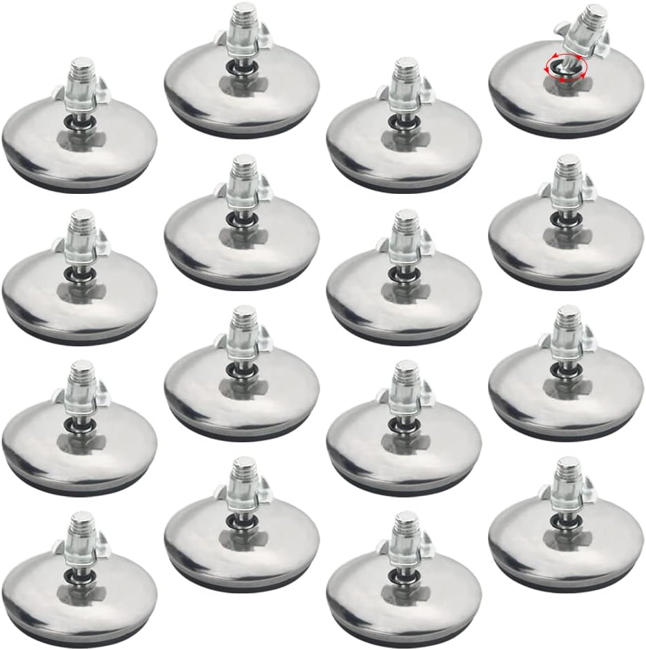 WMYCONGCONG 16 pies niveladores giratorios ajustables M8 para muebles, patas de mesa ajustables con 16 tuercas en T para gabinete, mesa, silla,