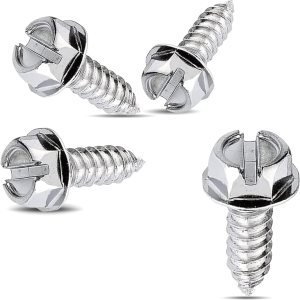 Pack-4 Tornillo para marco de matrícula de automóvil, acero inoxidable a prueba de óxido, parte delantera y trasera de matrícula y perno de cubierta Pack-4 Tornillo para marco de matrícula de automóvil, acero inoxidable a prueba de óxido, parte delantera y trasera de matrícula y perno de cubierta