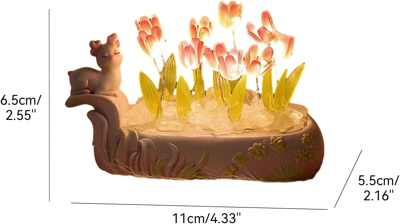 Luz nocturna de tulipanes hecha a mano, lámpara de tulipanes con alimentación USB, kit de lámpara de flores para decoración de escritorio del hogar,