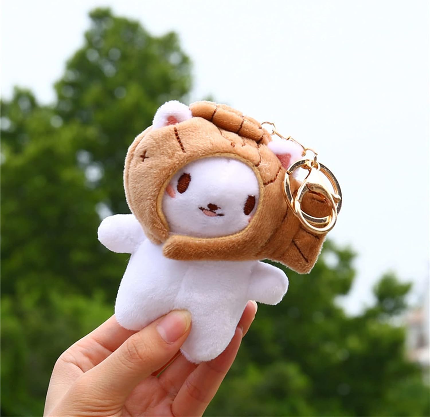 Llavero corto para mujer, diseño de gato Taiyaki, colgante creativo de animales, colgante de muñeca desmontable