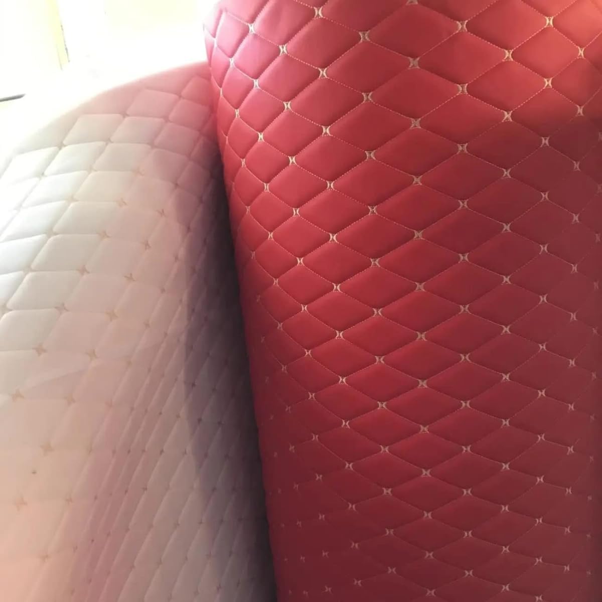 Tela de espuma acolchada de vinilo de piel sintética de diamante con respaldo de espuma de 14 pulgadas de grosor para tapicería, cabeceras de