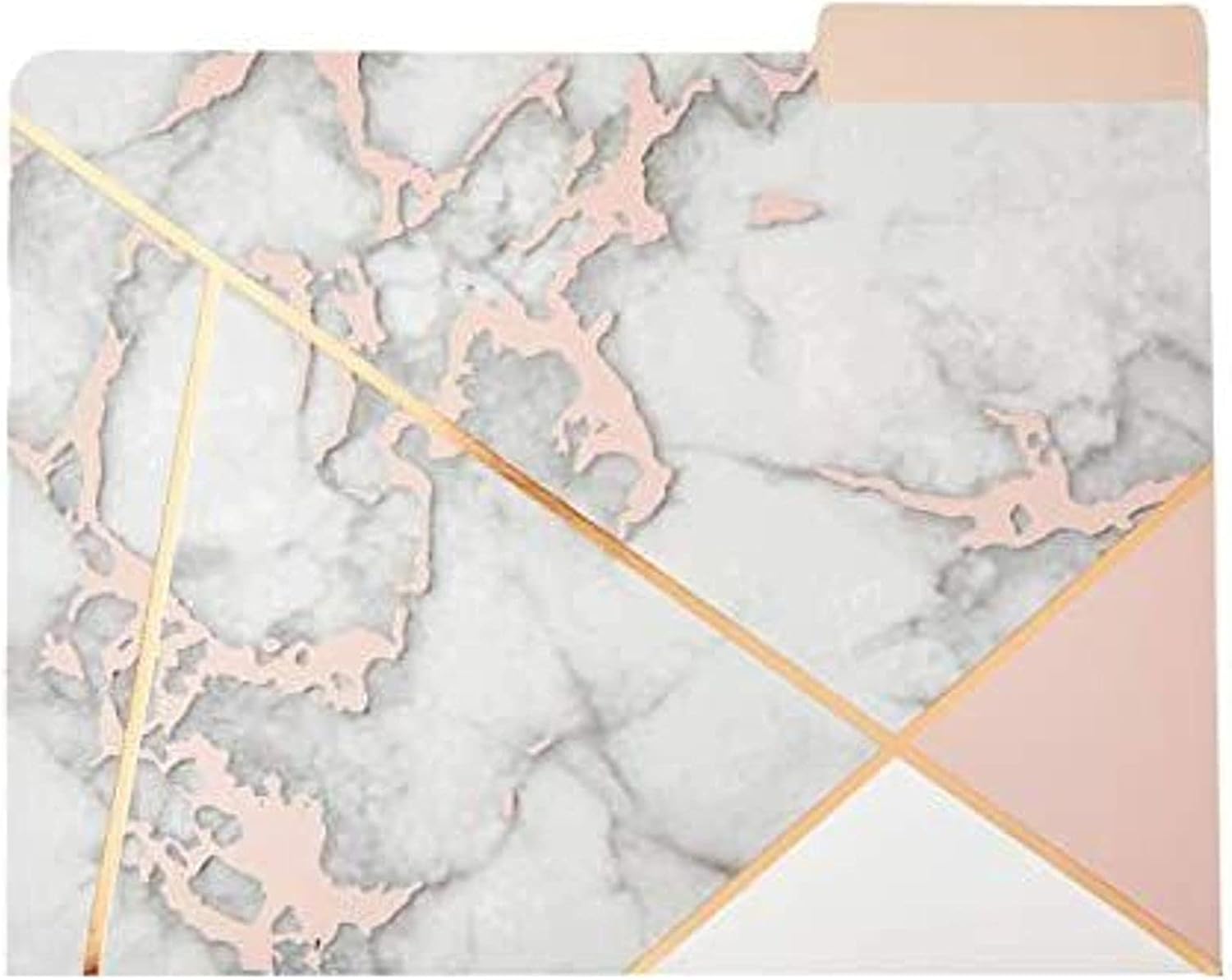 Carpetas geométricas de mármol, suministros de oficina de oro rosa (tamaño carta, paquete de 12)