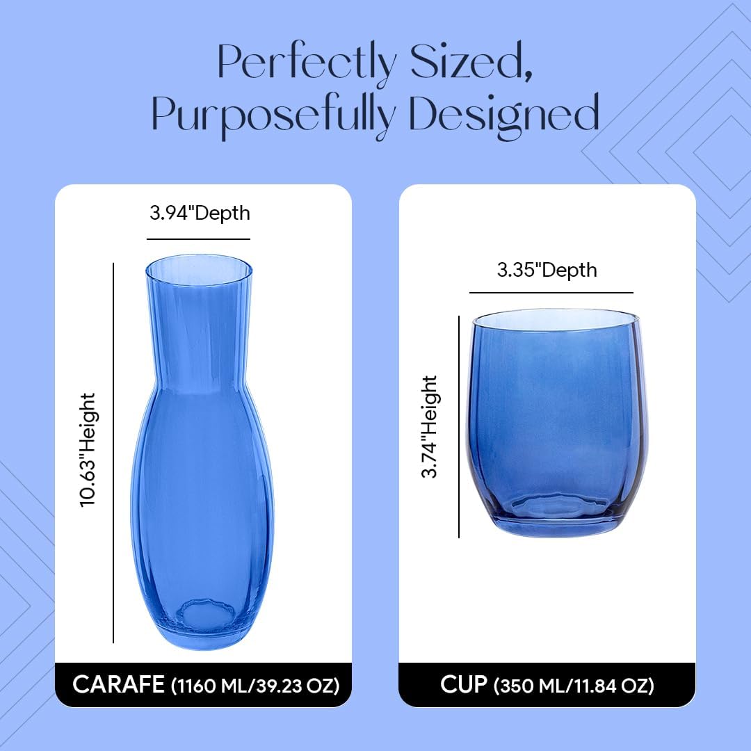 American Atelier Jarra de agua de cabecera con vaso, juego de 2 piezas, taza se dobla como tapa, jarra de 40 onzas con vaso a juego, para habitación
