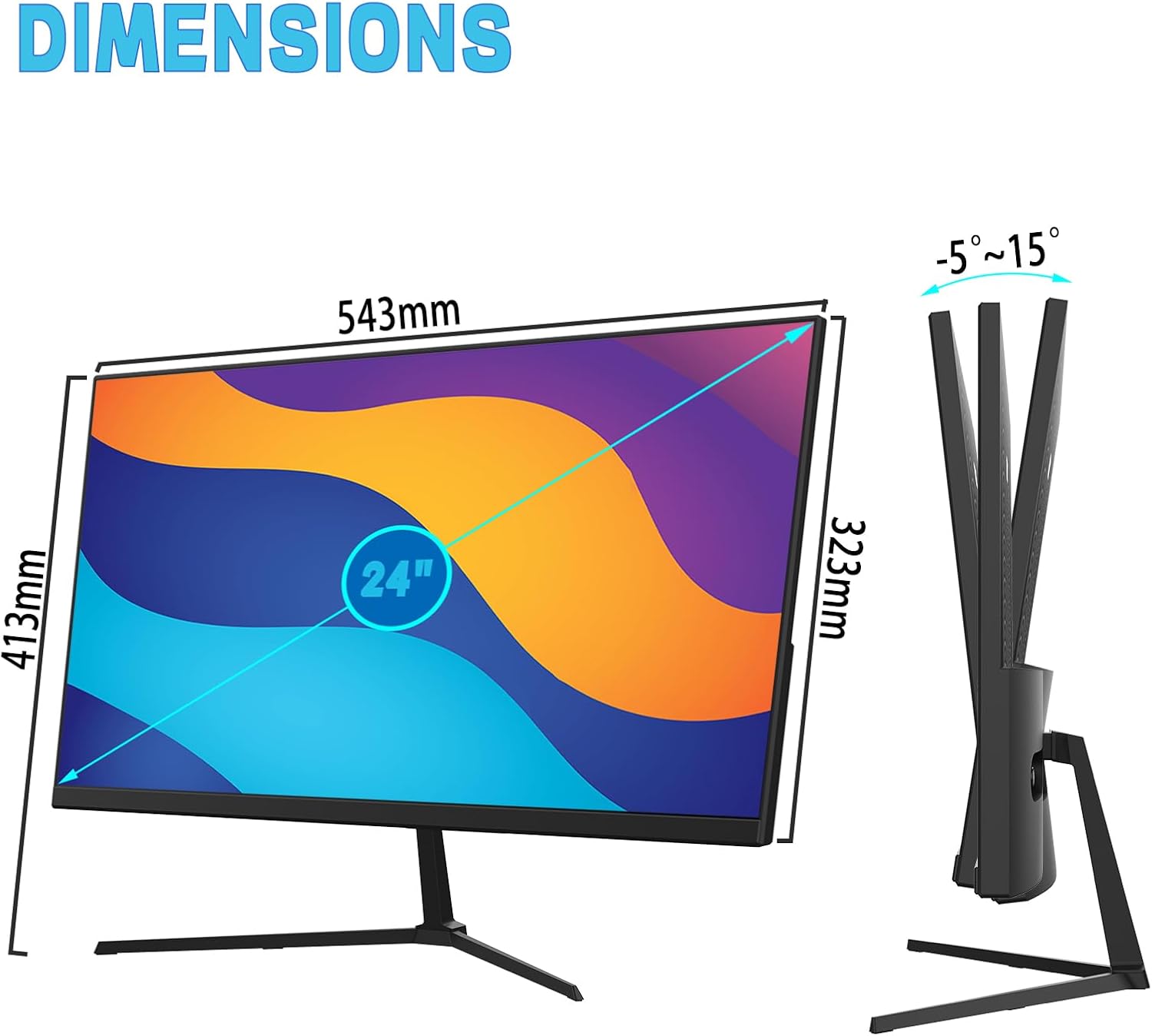 LC-Power Monitor PC, monitor FHD de 24 pulgadas para oficina en casa, resolución de 1920 x 1080, frecuencia de actualización de 75 Hz,