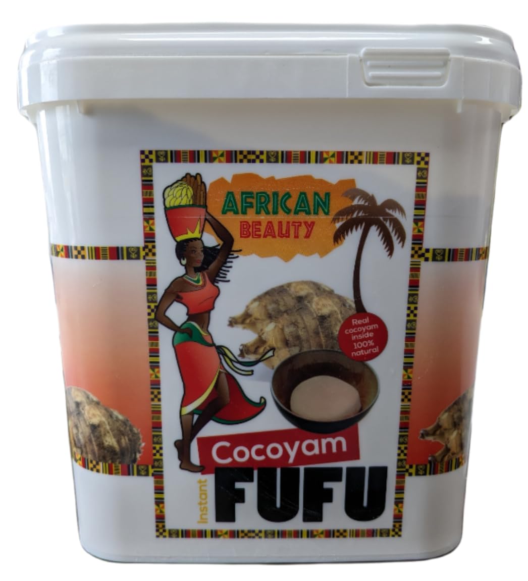 Cocoyam Fufu Flour African Mix Cubo de 8.8 libras  Auténtica harina de ufu de alta calidad con coco real  100% natural por African Beauty