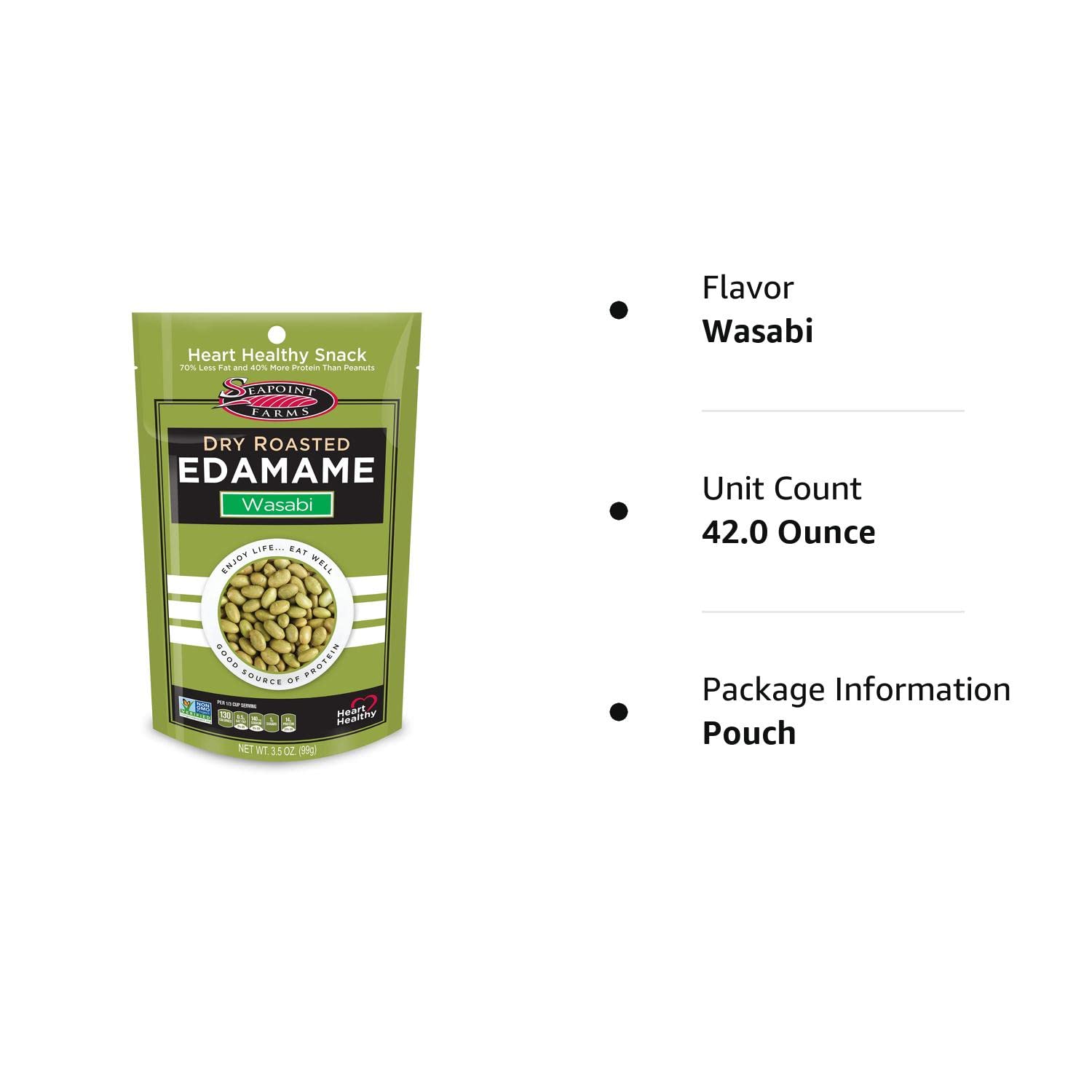 Seapoint Farms – Edamame asado seco, bocadillo sin gluten, 4 onzas