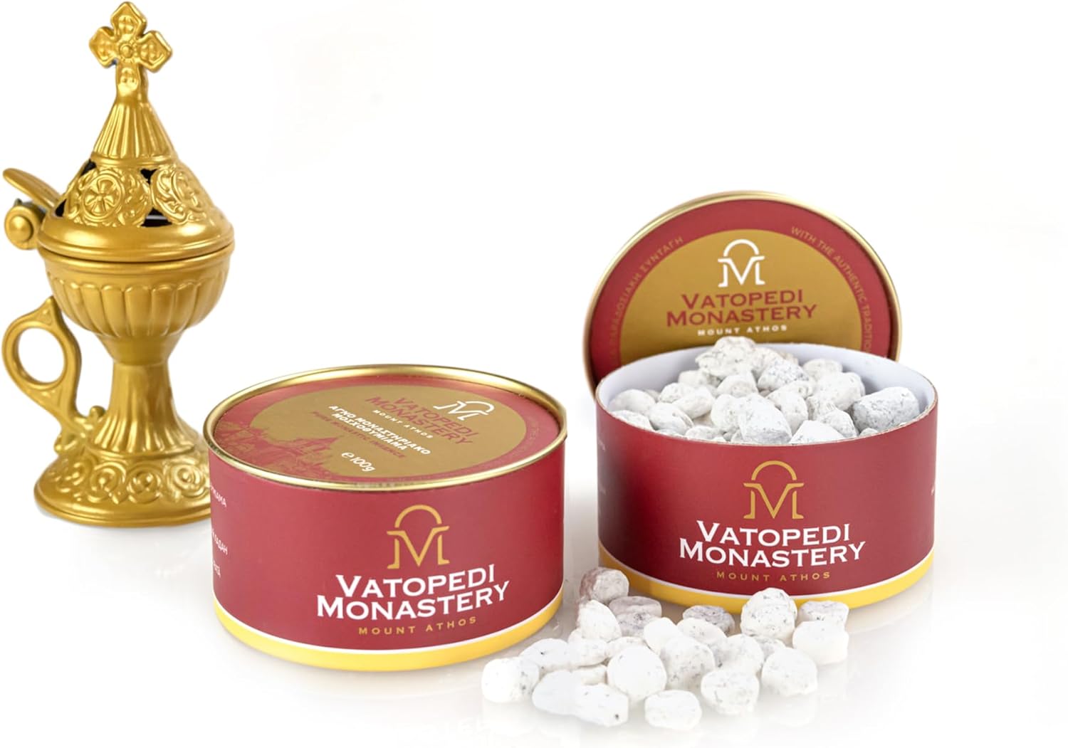 Incienso Monástico Puro del Monte Athos con la Auténtica Receta Tradicional 3.53 oz (Mirra)