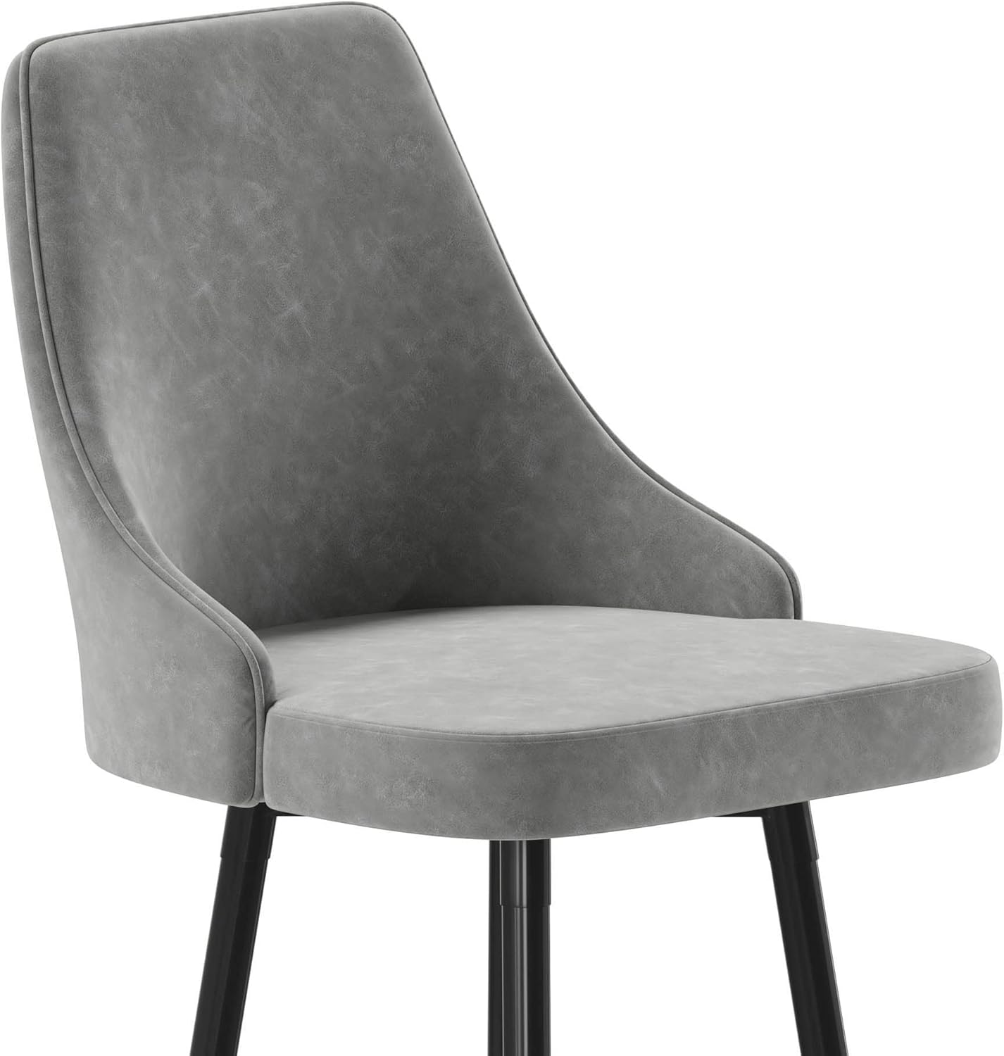Flash Furniture Shelly – Juego de 2 taburetes de bar comerciales de altura de bar, tapicería LeatherSoft gris, marcos de metal negro, 30 pulgadas de