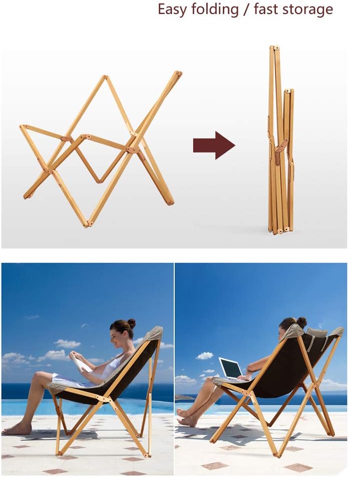 Silla plegable de madera maciza para el almuerzo, silla reclinable portátil de haya con cómodo cojín (sin necesidad de instalar) (soporte de color