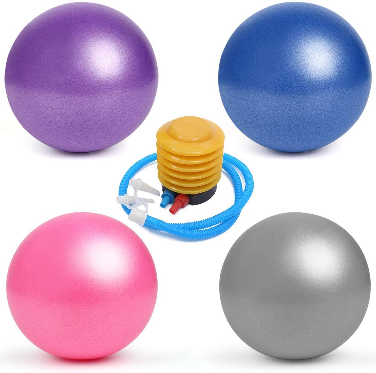 4 mini pelotas de pilates con bomba de aire, 9-10 pulgadas, antideslizantes, antideslizantes, pequeñas pelotas de ejercicio para yoga, fitness,