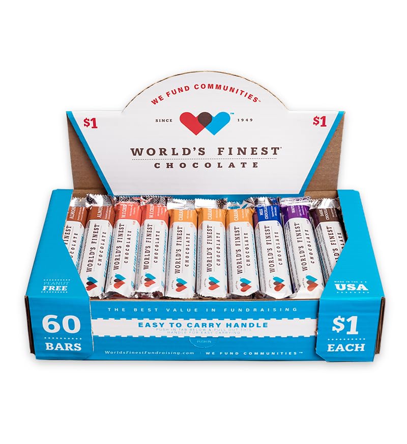 World’s Finest Chocolate – 60 barras de caramelo – Paquete variado de chocolate para recaudación de fondos