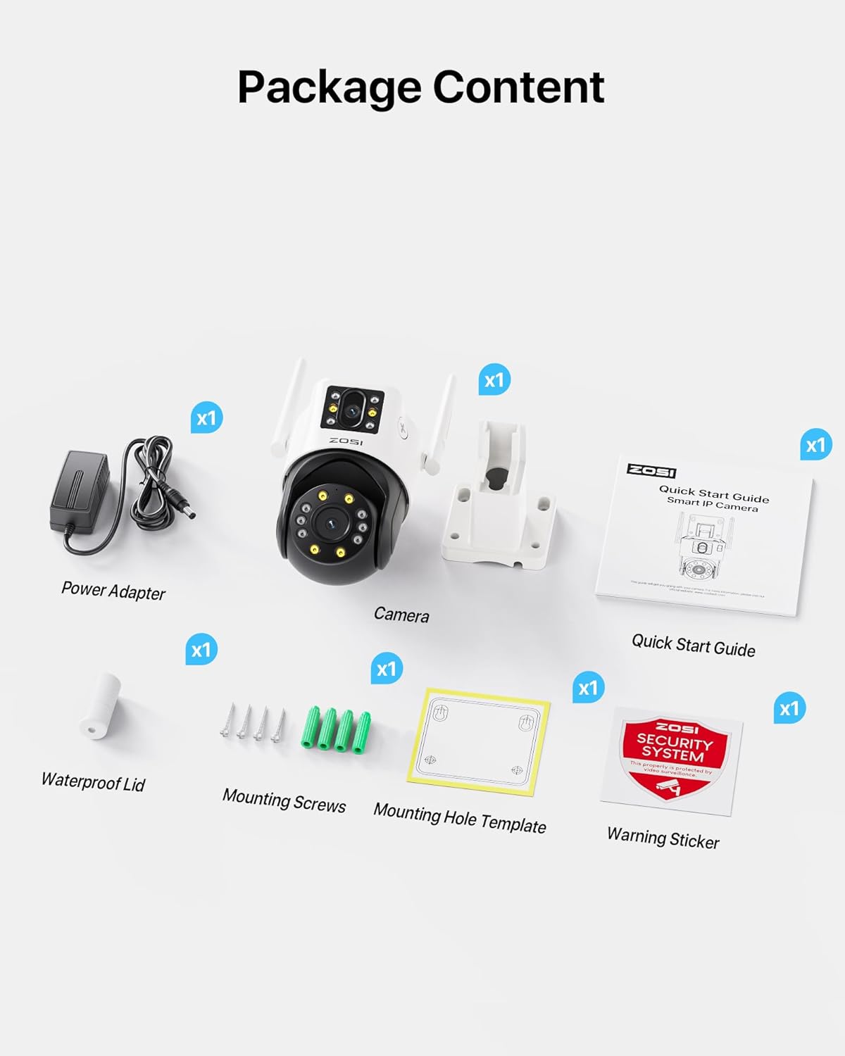 ZOSI C298 Pro 4K 8MP Dual-Lens (2x4MP) Cámara de seguridad WiFi PT con cable al aire libre, cámara enchufable panorámica de visión 360inclinación,