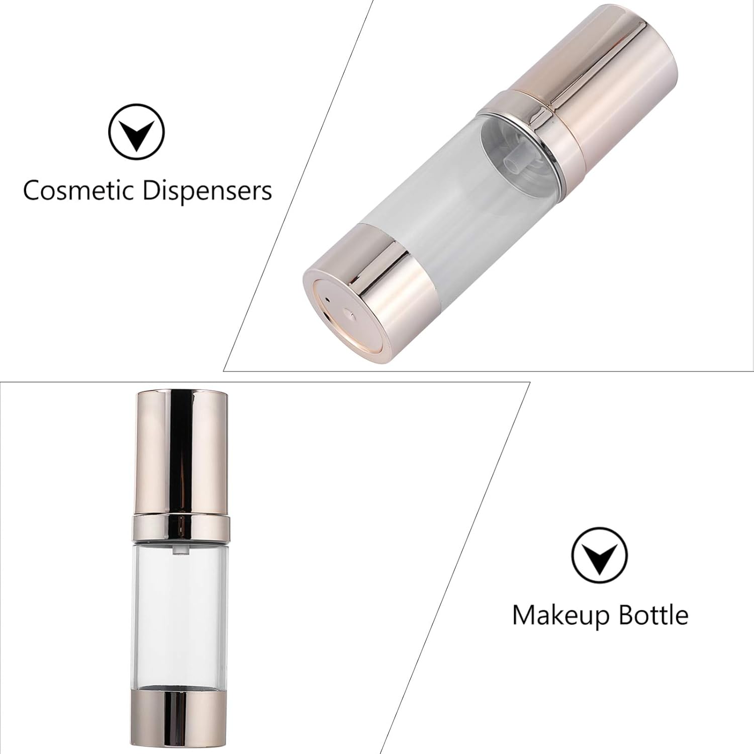Exceart 6 botellas de plástico de viaje con aerosol, vacío, rellenable, reutilizable, bomba de líquido, dispensador cosmético, para artículos de