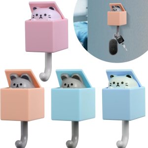 SEILETOO Ganchos creativos para llaves de gato, ganchos de pared de plástico para mascotas, ganchos para llaves de gato para colgar llaves, bolsos, SEILETOO Ganchos creativos para llaves de gato, ganchos de pared de plástico para mascotas, ganchos para llaves de gato para colgar llaves, bolsos,