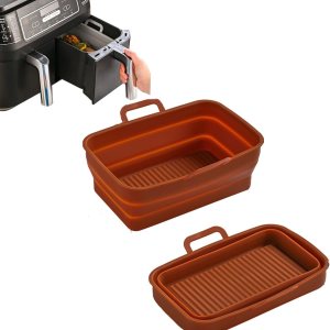 Freidora de aire de silicona rectangular para Ninja Foodi Dual DZ201 DZ410 8 cuartos de galón de repuesto para freidora de aire, bandeja de Freidora de aire de silicona rectangular para Ninja Foodi Dual DZ201 DZ410 8 cuartos de galón de repuesto para freidora de aire, bandeja de