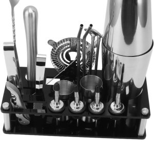 Kit de barman de acero, juego de coctelera de 23 piezas con acrílico, mezcla de grado profesional para bar y fiesta Kit de barman de acero, juego de coctelera de 23 piezas con acrílico, mezcla de grado profesional para bar y fiesta