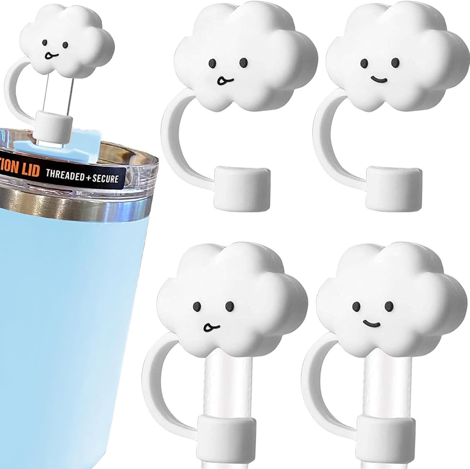 Funda de popote compatible con vaso Stanley de 30 y 40 onzas, 4 tapas grandes para popotes de nube para accesorios de copa Stanley, protector de