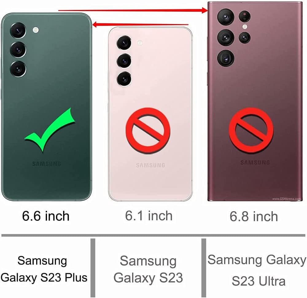 MEUPZZK Funda para Samsung Galaxy S23 Plus, Samsung S23+ Plus 5G, piel sintética de alta calidad con relieve, función atril, ranuras para tarjetas,
