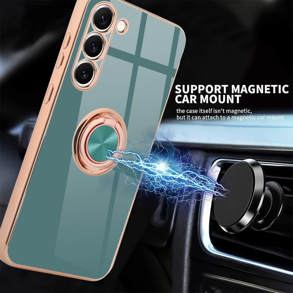 MOWIME Funda diseñada para Samsung Galaxy S23 Plus 5G, cubierta protectora delgada y flexible con soporte de anillo de teléfono integrado con