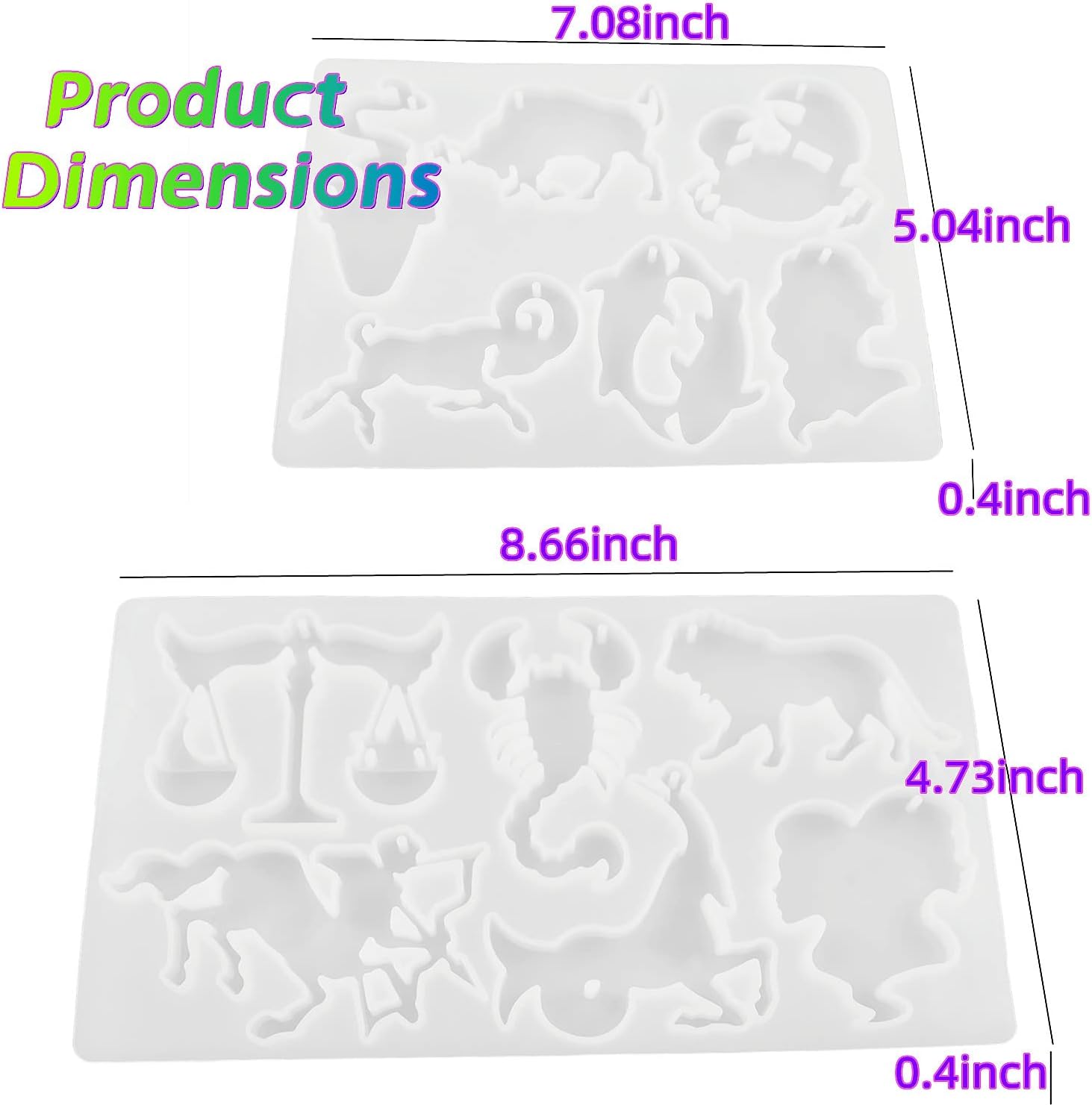 Llavero del zodiaco Moldes de resina de silicona, 12 constelaciones, animales, colgante, molde de fundición de resina epoxi con agujero, joyería