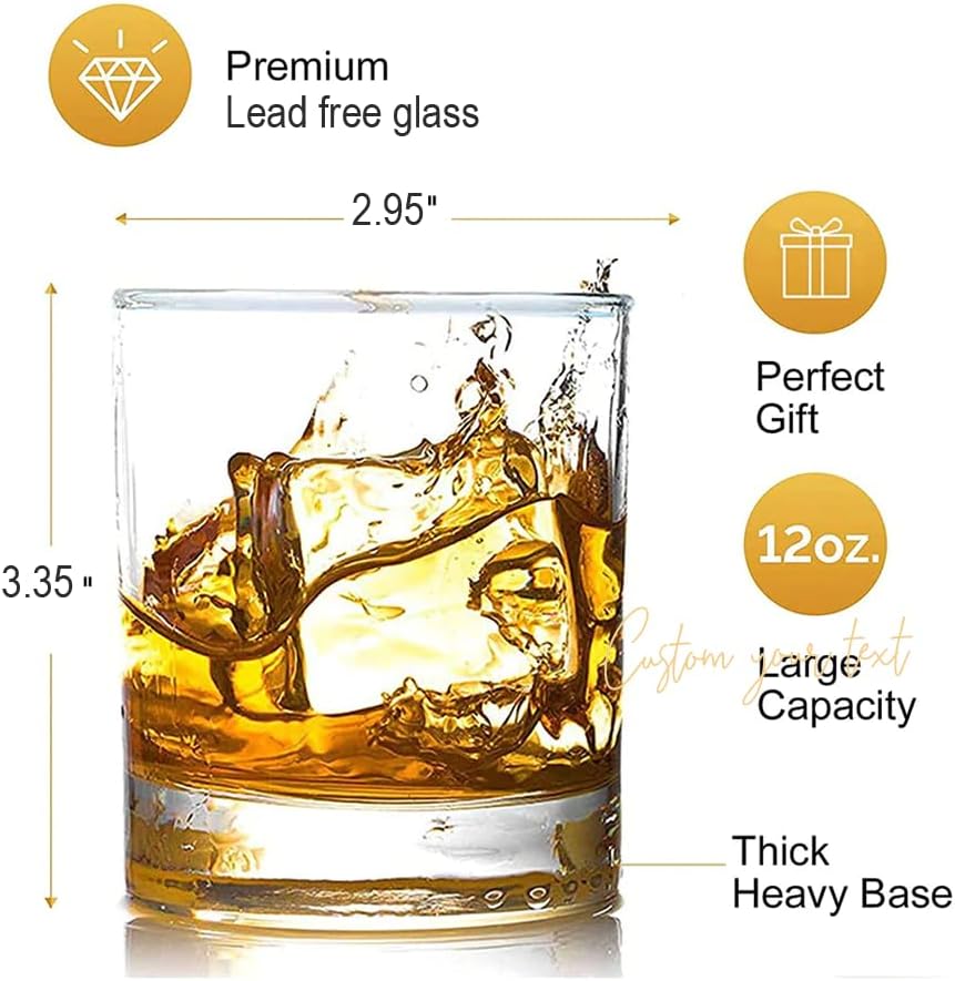 Noni Vasos de whisky personalizados de alta calidad, gafas antiguas con nombre personalizado, vasos para beber con monograma, regalos de whisky para