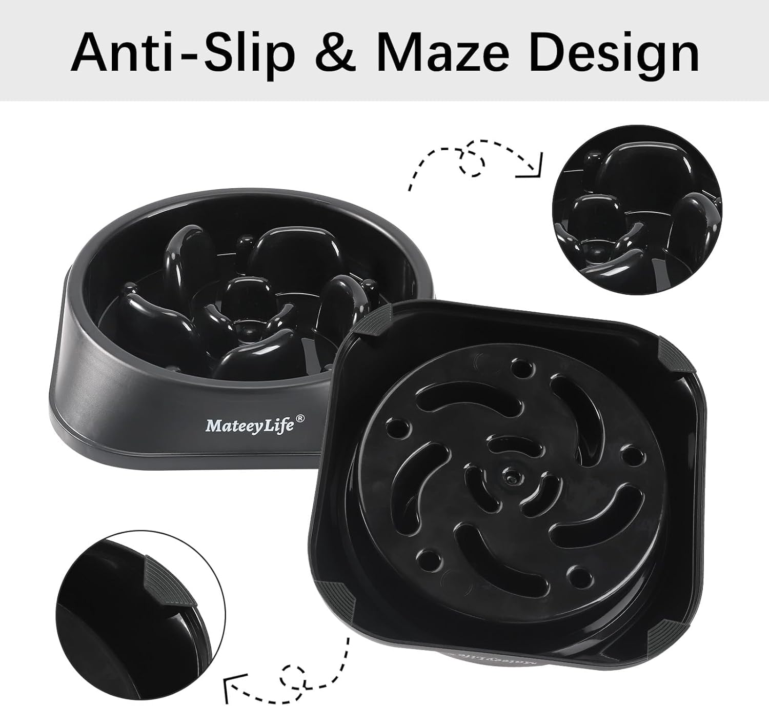 MateeyLife Cuencos de alimentación lenta para perros, rompecabezas antiasfixia, cuencos de comida para perros, cuencos interactivos antideslizantes