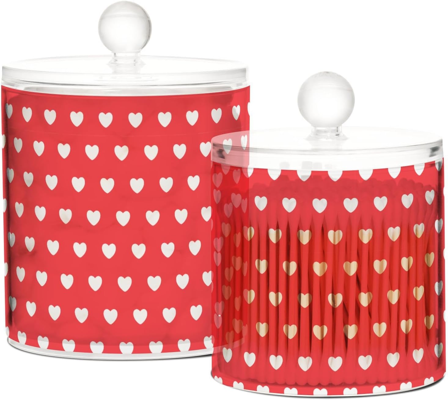 Tarros de corazones para el día de San Valentín con tapas, tarros pequeños, recipientes de almacenamiento de baño, recipientes para recoger hilo