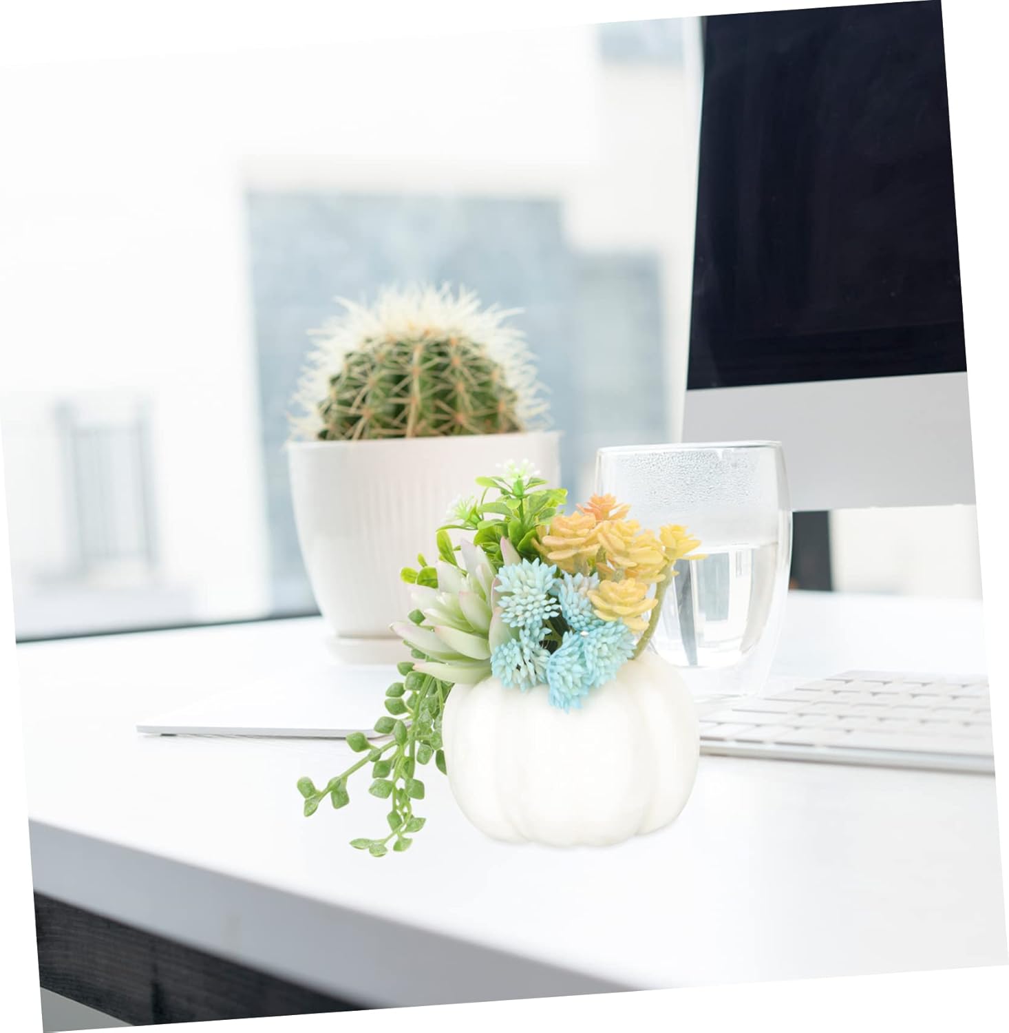 Garneck Planta artificial en maceta, plantas falsas de jardín de bonsái, planta simulada, planta de bonsái en miniatura, plantas de imitación para