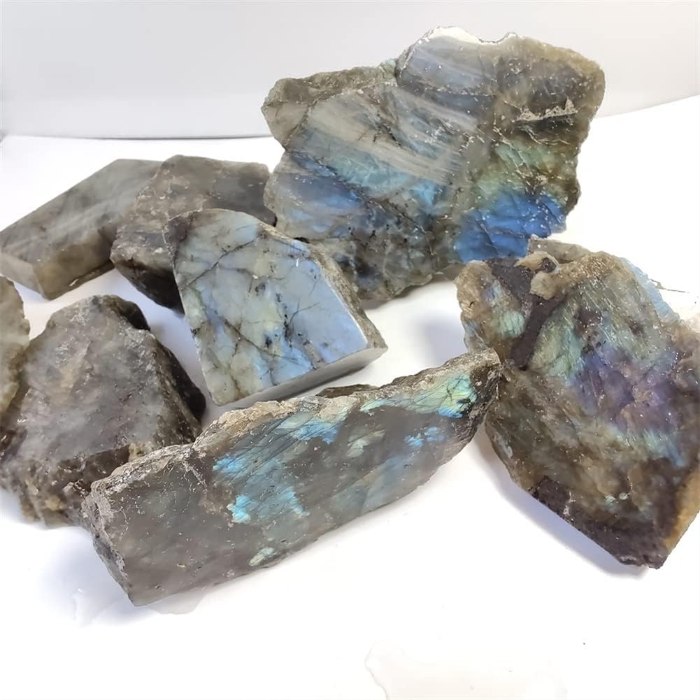 FUFIZU Home Decor, Natural Genuine Crystal Labradorite Original Labradorite Moonstone Natural Stones Ornament Moonstone Gifts,Natural Crystal