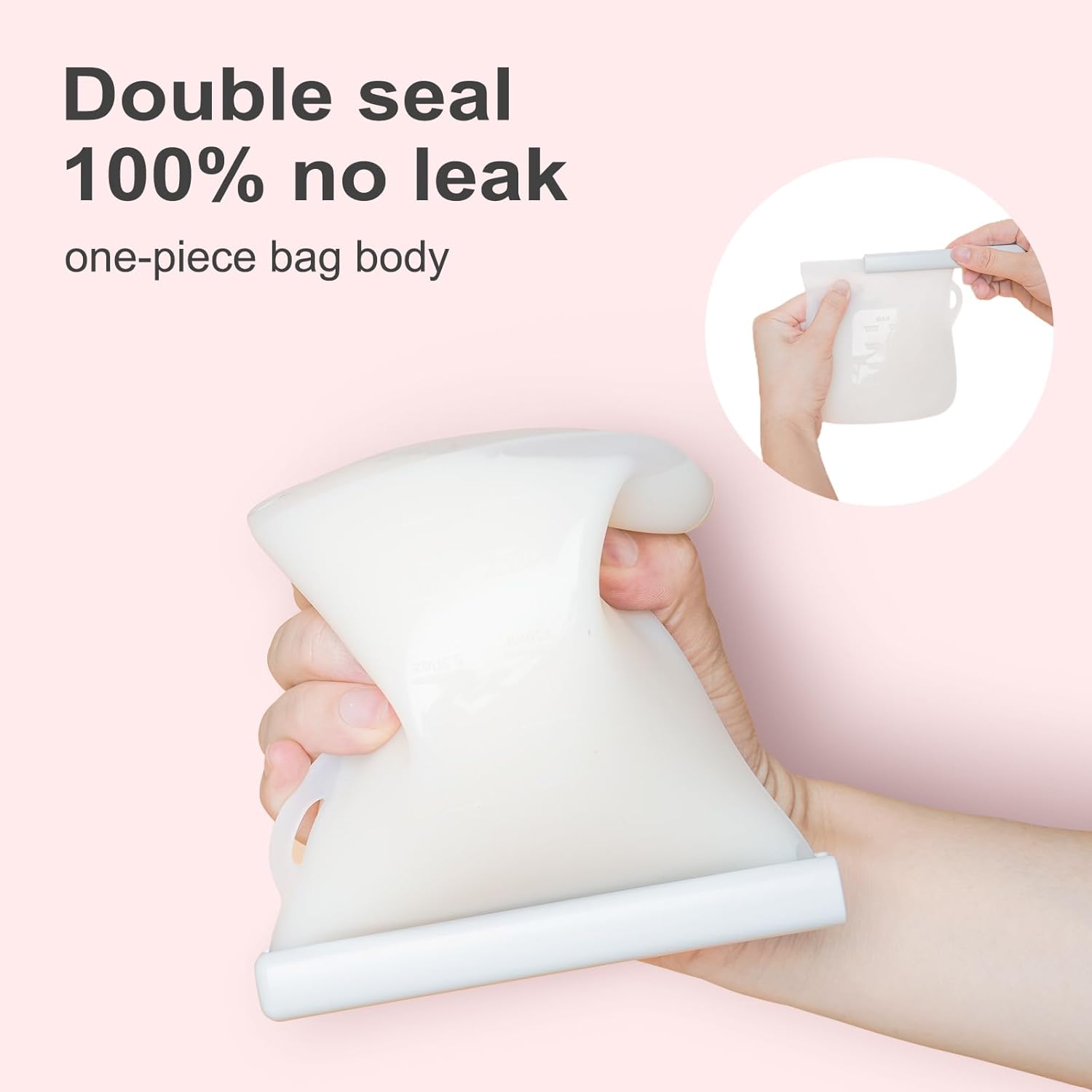 Bolsas reutilizables de almacenamiento de leche materna  Bolsas de almacenamiento de leche materna de silicona de 8.5 onzas, 7 piezas de doble