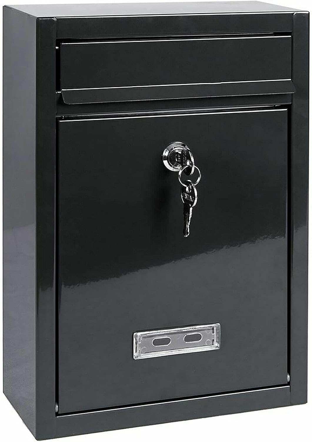 LinaLife Buzón de correo de 12.6 x 8.5 x 3.4 pulgadas, buzón grande de acero con cerradura para montar en la pared, con llaves, buzón de bloqueo a
