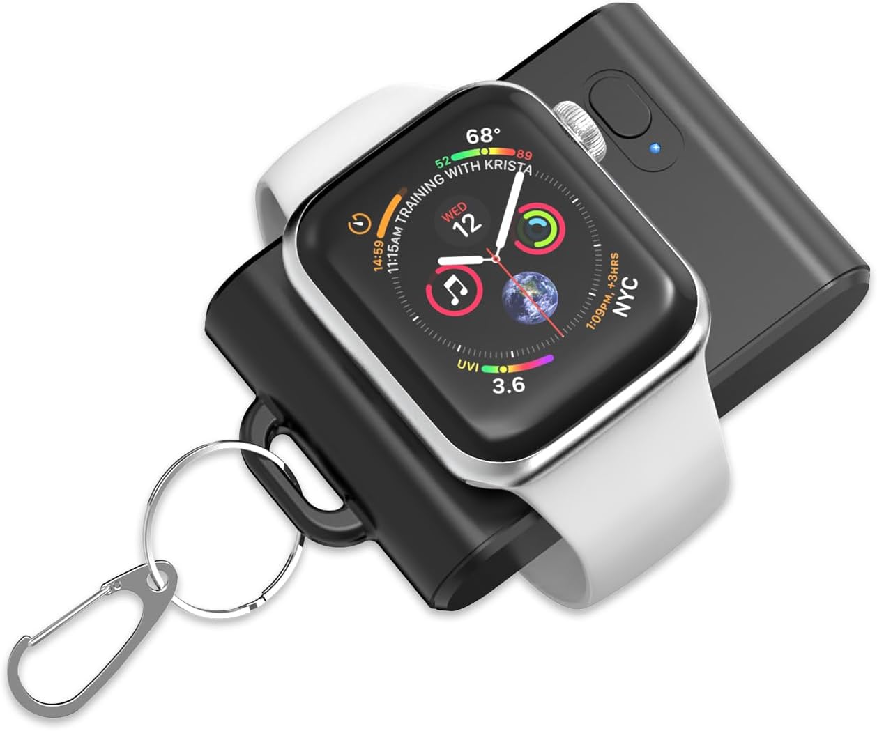 Cargador inalámbrico portátil para Apple Watch, llavero inteligente de 2000 mAh, cargador de batería mini Power Emergency Pod Compact Magnetic