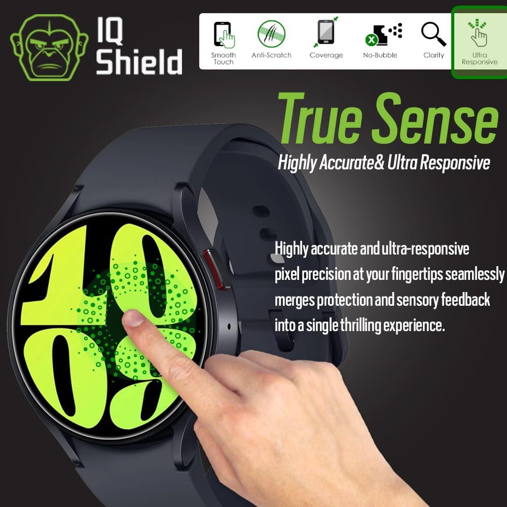IQShield Protector de pantalla compatible con Samsung Galaxy Watch 6Galaxy Watch 5Galaxy Watch 4 (1.575 pulgadas) (6 unidades) (6 unidades)