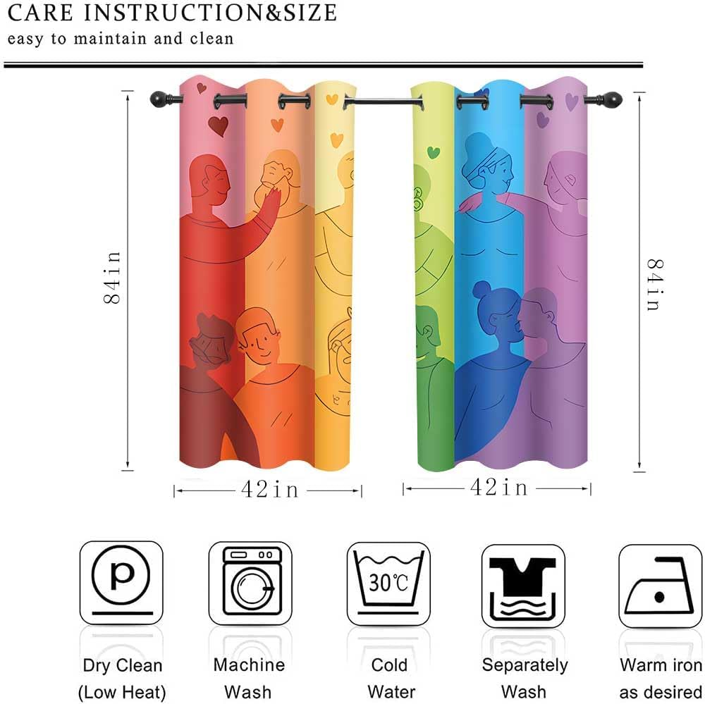 EOTDMS CLDWEO0575 – Cortina LGBT, con diseño de arcoíris gay, con aislamiento térmico y ojales, para sala de estar, dormitorio, 42 x 84 pulgadas,