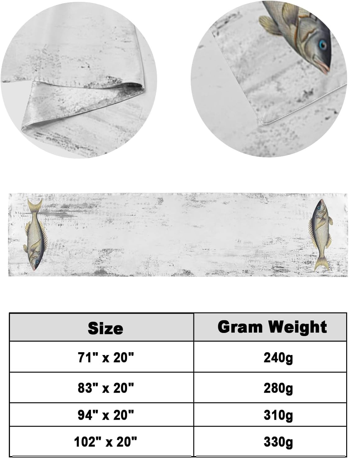 Ocean Fish Bed Runners for Cal King Size Bed, Decorative Bed Throws for Foot of Bed, Grey Modern Oil Painting Abstract Art Aesthetics Bed Runner