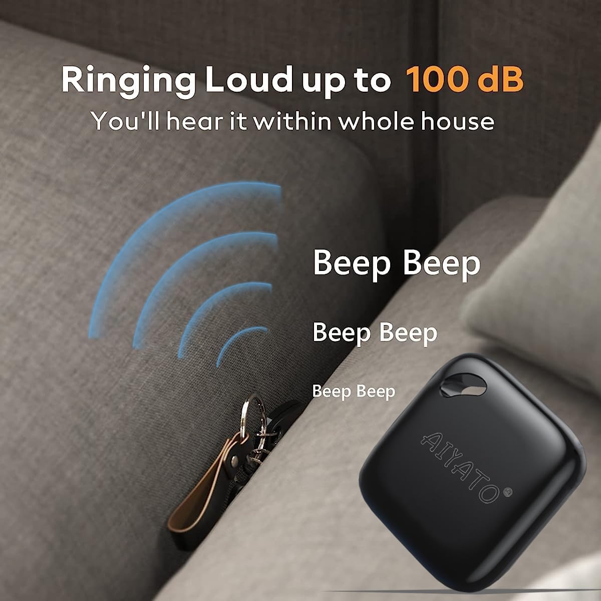 Buscador de llaves con localizador de artículos Bluetooth, funciona con Find My, rastreador de llaves perdidas con artículo de sonido, rastreador de