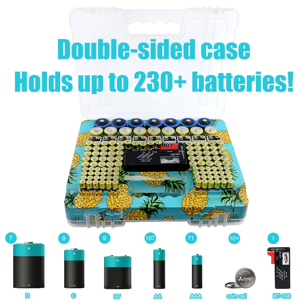 Estuche organizador de batería con probador, caja de almacenamiento de batería impermeable, más de 230 fundas de batería para baterías domésticas