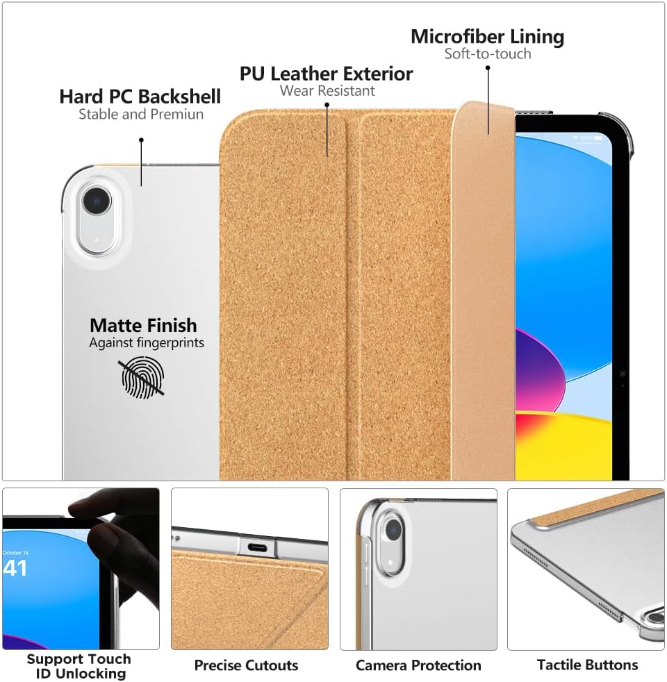 MoKo Funda para iPad de 10. generación 2022, delgada, rígida, de policarbonato translúcido, carcasa trasera para iPad de 10 generación de 10.9