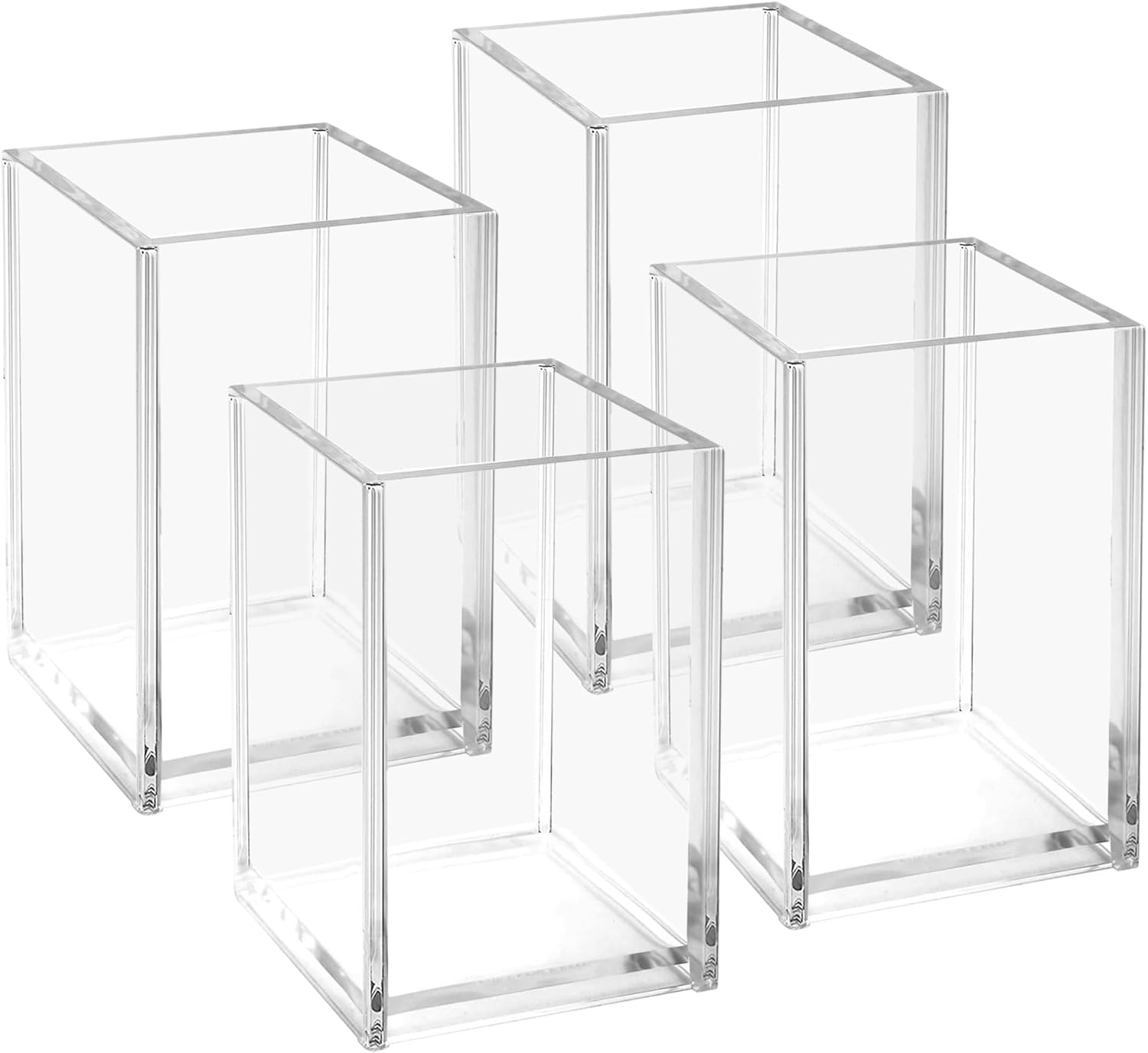 Paquete de 4 organizadores de maquillaje de acrílico transparente, soporte para brochas de maquillaje, soporte para bolígrafos, delineadores de