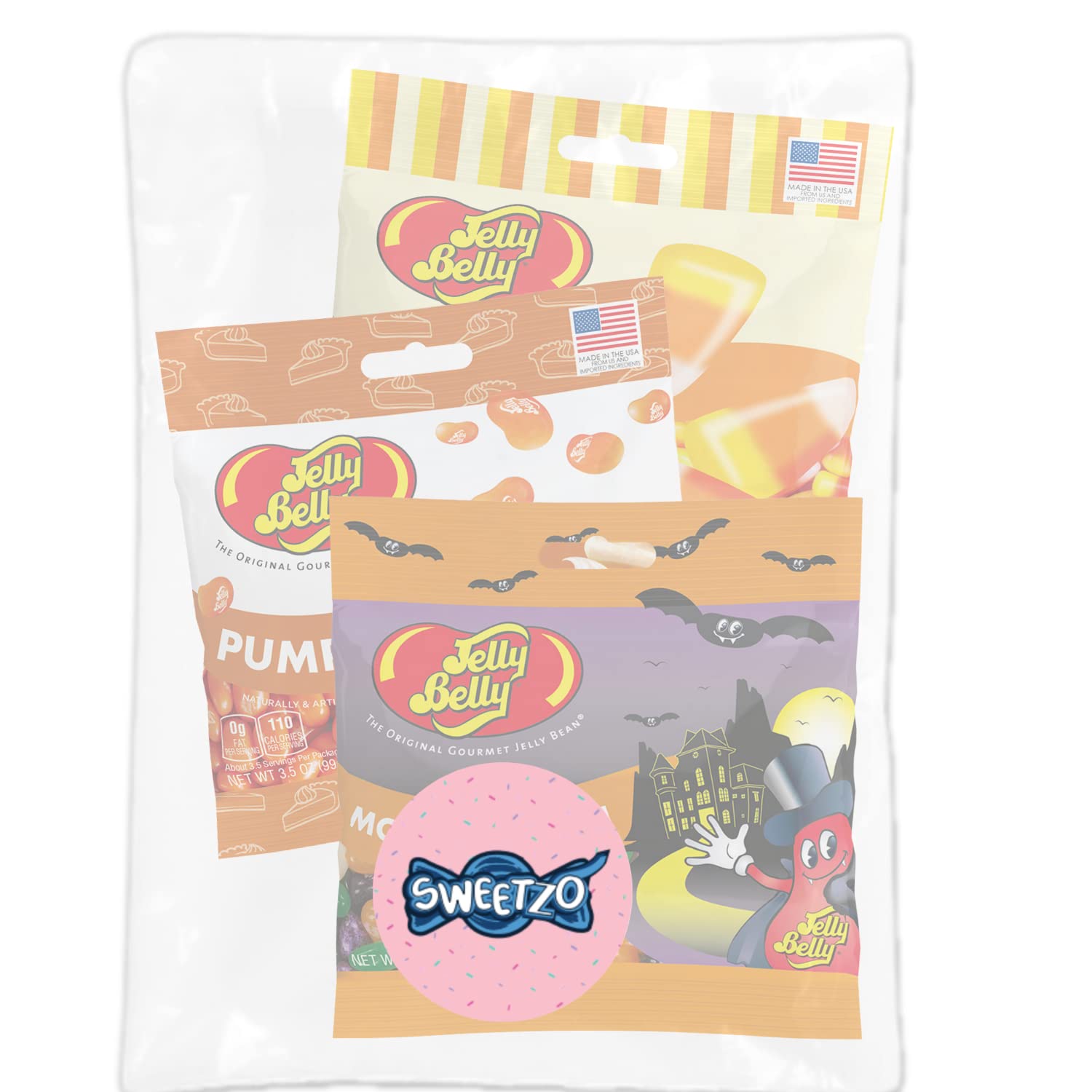 Caramelo de maíz, Monster Mash y calabaza Pastel de gelatina, mezcla de frutas surtidas, dulces de Halloween, rellenos de bolsas de golosinas