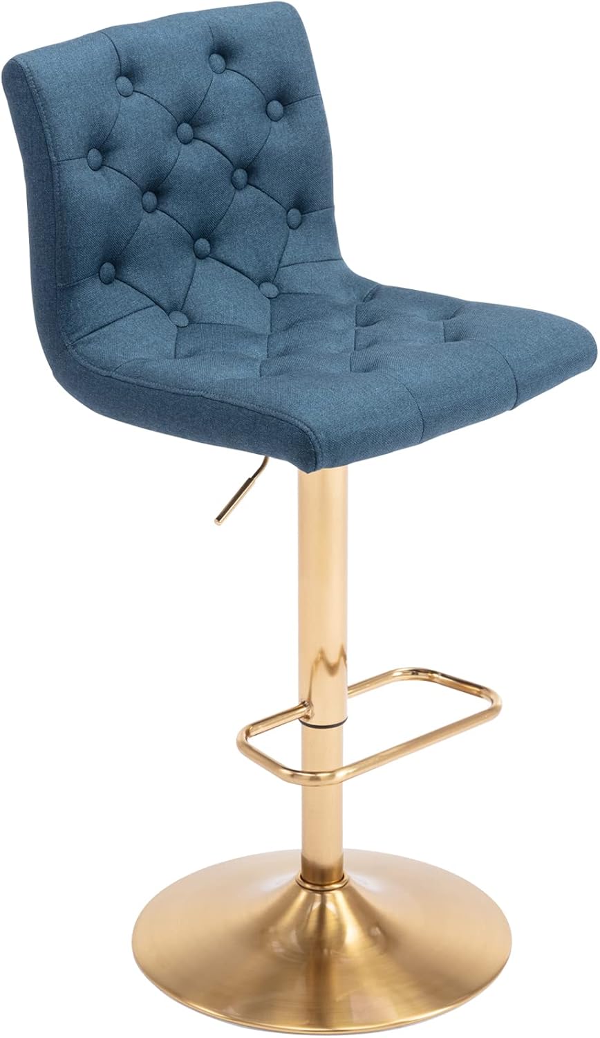 Brage Living Taburete de bar de tela copetudo, taburete de bar giratorio ajustable en altura de mostrador con respaldo, silla de bar tapizada sin