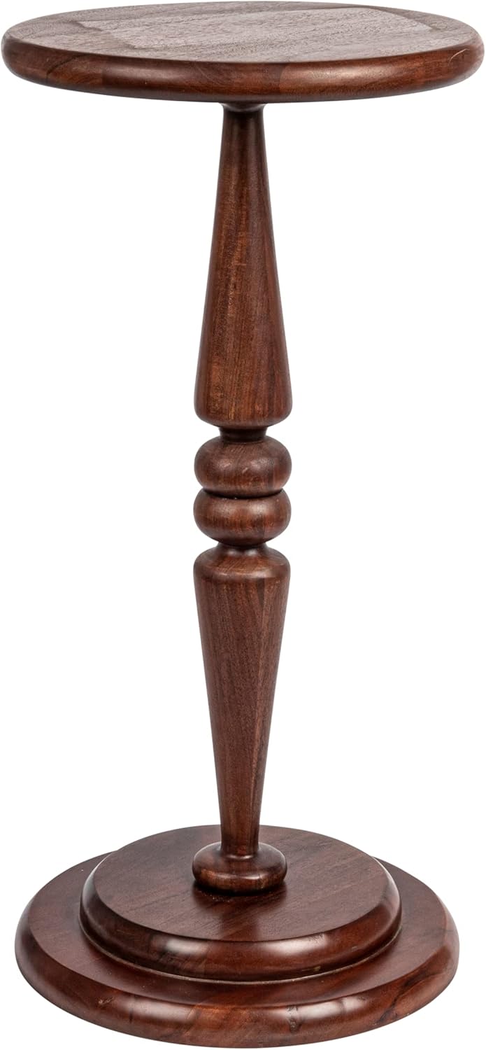 Creative Co-Op Bishop – Mesa auxiliar de cóctel con pedestal, color castaño oscuro