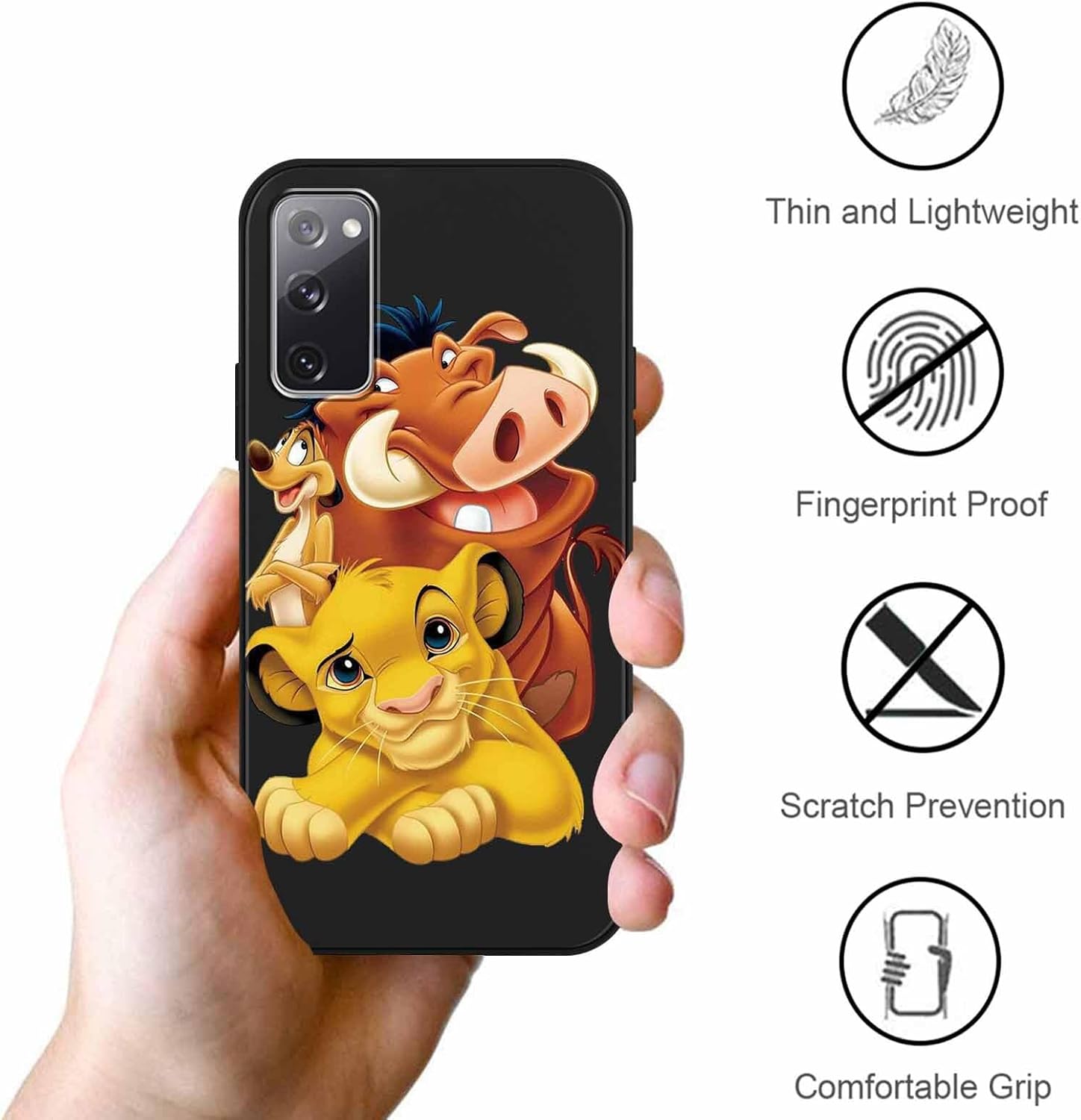 FGIAZDU Paquete de 2 fundas negras de dibujos animados de león para Samsung Galaxy S20 FE 5GS20 Lite de 6.5 pulgadas, TPU suave lindo anime para
