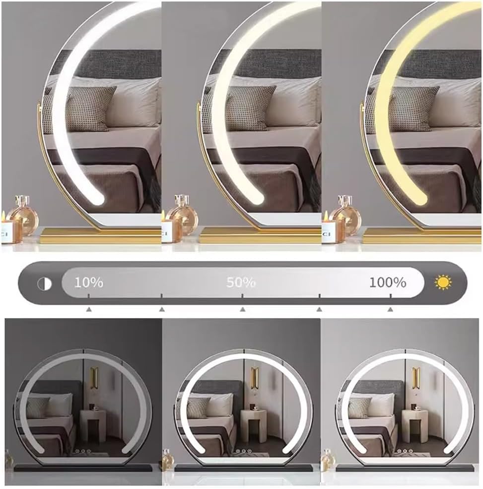 Espejo LED con luz regulable, espejo de maquillaje iluminado, espejo de tocador grande para pantalla táctil, espejo de mesa, espejo iluminado