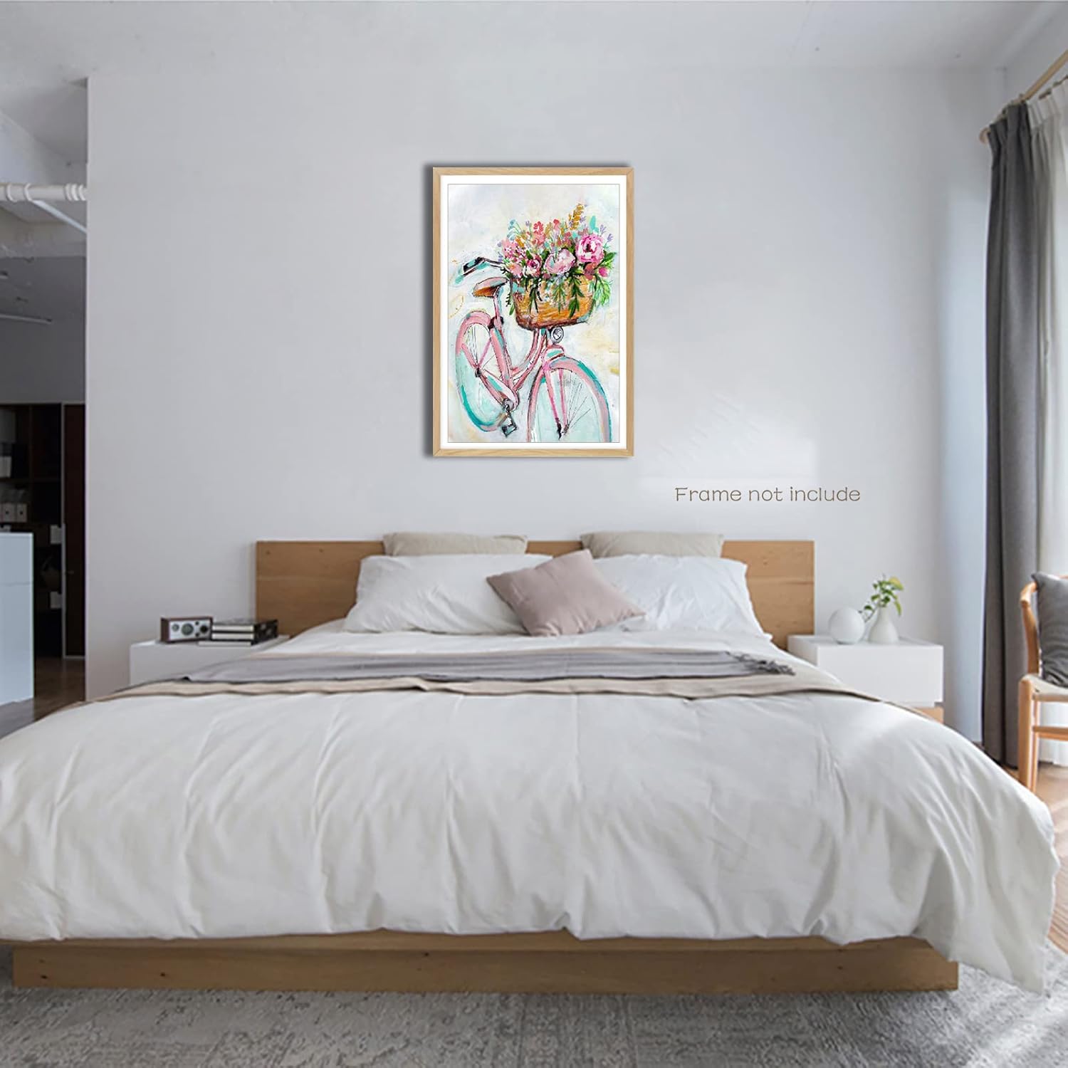 Arte de pared de granja para baño, decoración de pared retro para bicicleta, estilo rural, cesta de flores, cuadros abstractos de flores de